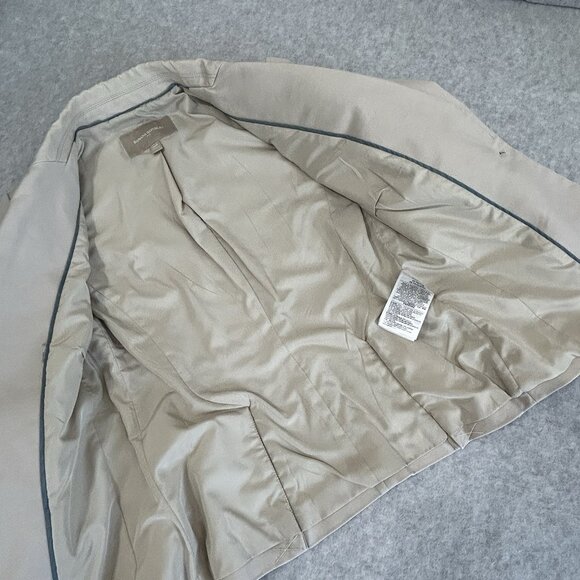 BANANA REPUBLIC Petite 00 Tan Stretch Fitted Blazer Lined Teal Accent Back Vents - Picture 7 of 10